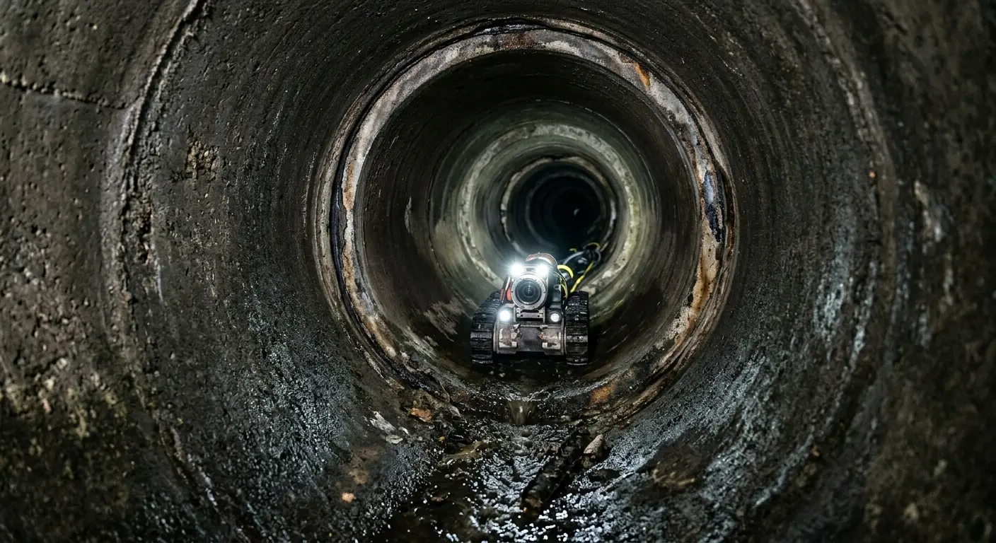Robotic sewer camera inspecting pipe interior for Sewer Line Repair in Westgate